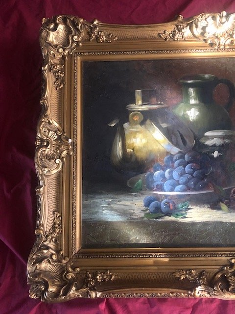 Enorme Tableau Nature Morte Georges Duval Huile Sur Toile-photo-2