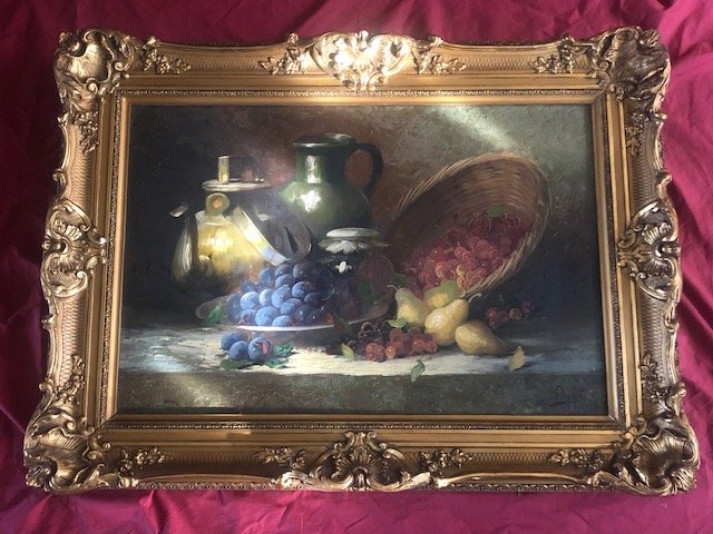Enorme Tableau Nature Morte Georges Duval Huile Sur Toile