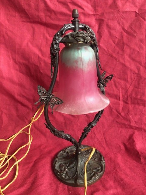 Art Nouveau Glass Pate Lamp Daum Nancy-photo-4