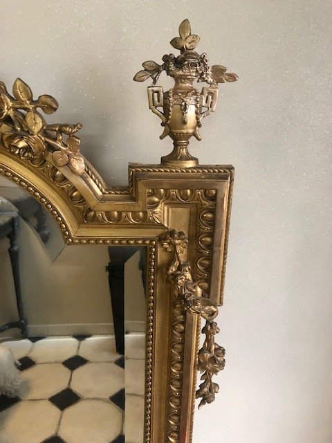 Grand Miroir De Cheminée En Bois Et Stuc Doré d'époque Napoléon III-photo-3