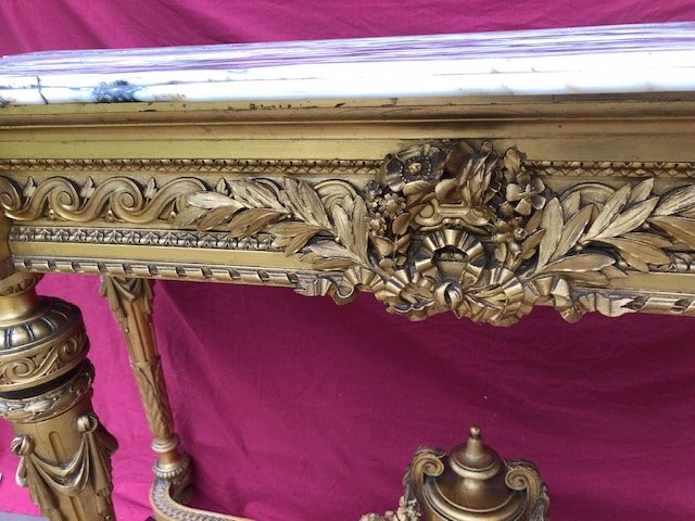 Imposing Wooden Console Dore Napoleon III Period-photo-4