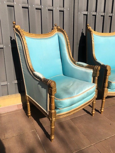 Paire De Fauteuils Louis XVI Oreilles Du XIX ème-photo-2