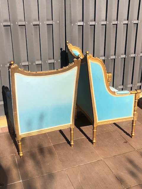 Paire De Fauteuils Louis XVI Oreilles Du XIX ème-photo-2