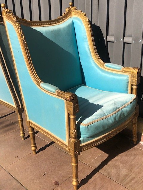 Paire De Fauteuils Louis XVI Oreilles Du XIX ème-photo-3