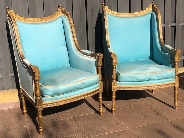 Paire De Fauteuils Louis XVI Oreilles Du XIX ème