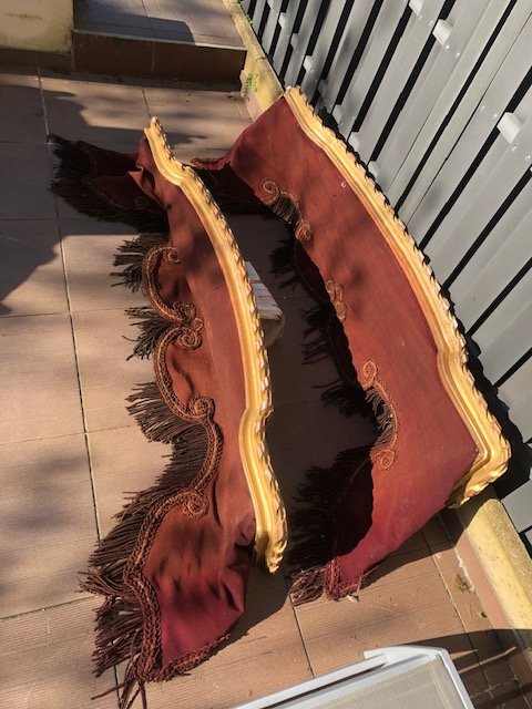 Paire De Cantonnière Rideau Louis XVI Bois Doré-photo-3
