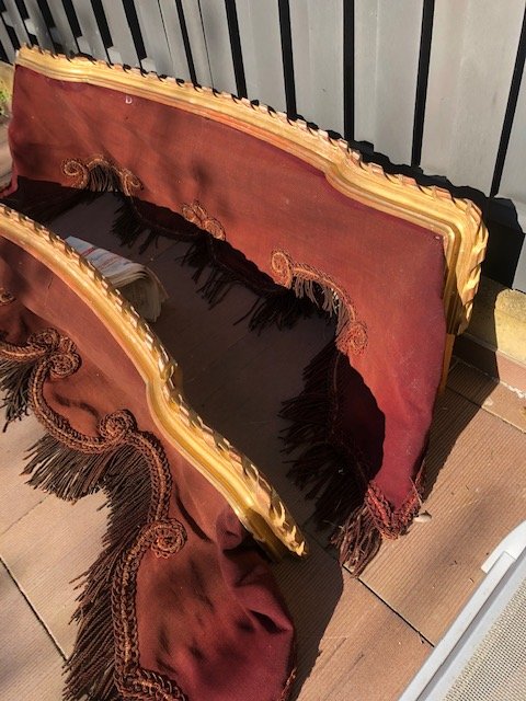 Paire De Cantonnière Rideau Louis XVI Bois Doré-photo-4