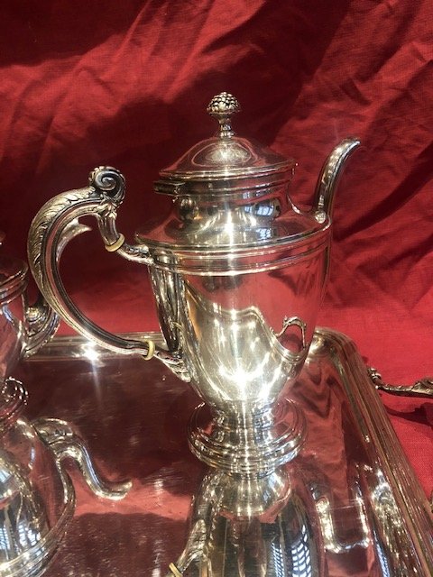 Service A The Et Cafe In Metal Argente Ercuis Louis XV Style-photo-4