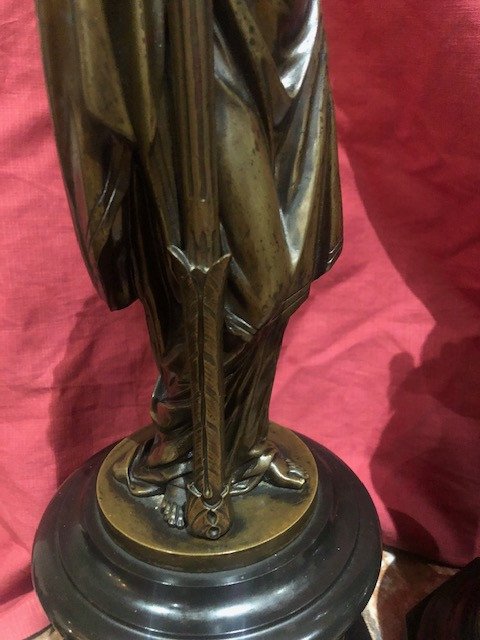 Paire Flambeaux Statue Bronze Allegorique XIX Eme-photo-1