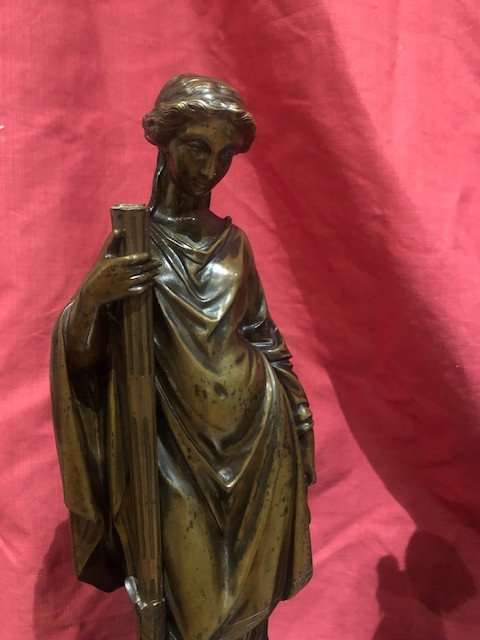 Paire Flambeaux Statue Bronze Allegorique XIX Eme-photo-2
