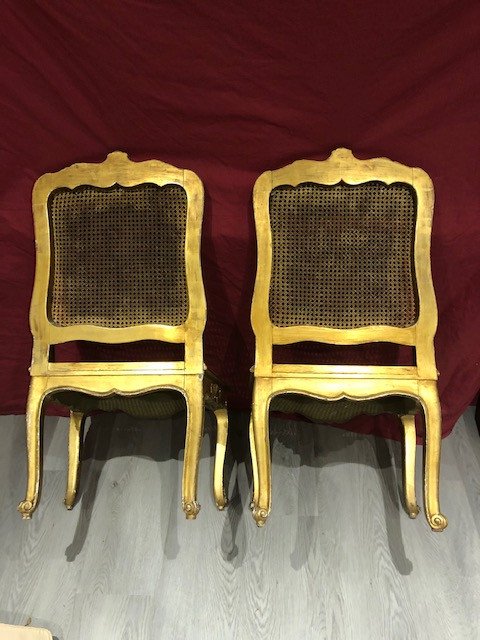 Pair Of Louis XV Armchairs Chairs In Golden Wood From XIX-photo-3