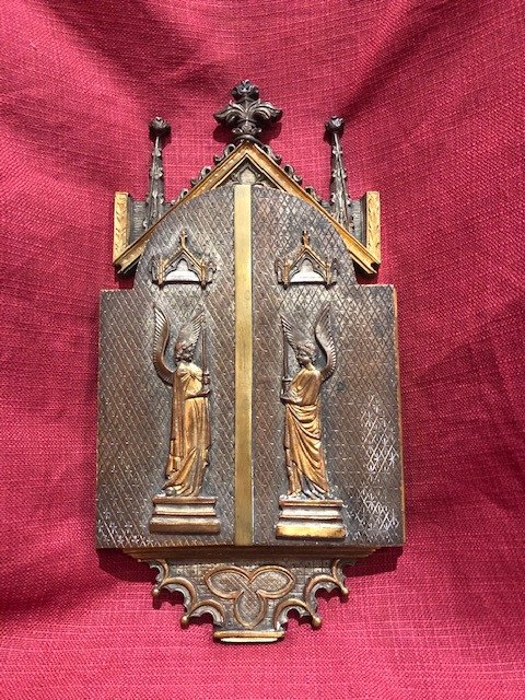 Reliquaire Triptyque En Bronze-photo-2