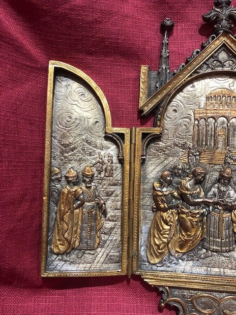 Reliquaire Triptyque En Bronze-photo-1