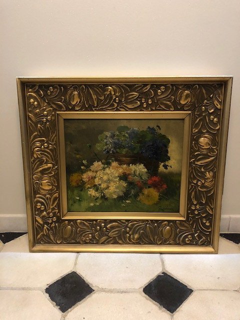 Table Oil On Canvas P. Valmont Alias Eugene Henri Cauchois 1850-1911-photo-2