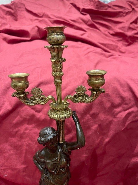 Important Pair Of Bronze Torches Napoleon III Period-photo-2
