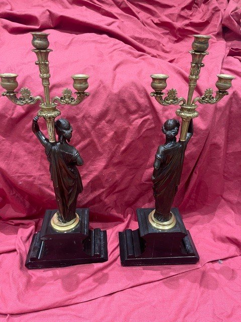 Important Pair Of Bronze Torches Napoleon III Period-photo-2