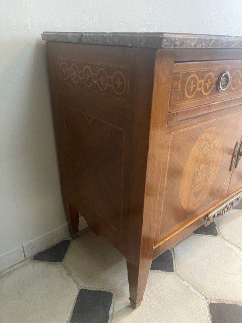 Buffet Bas Style Louis XVI En Marqueterie XIX Eme-photo-4