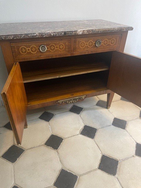 Buffet Bas Style Louis XVI En Marqueterie XIX Eme-photo-2