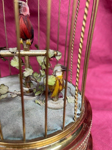Musical Bird Cage Automaton In Golden Metal-photo-3