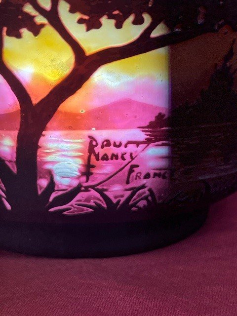 Important Art Nouveau Cup Daum Nancy Circa 1910 Lake Landscape-photo-4