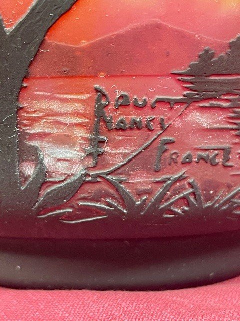 Important Art Nouveau Cup Daum Nancy Circa 1910 Lake Landscape-photo-1