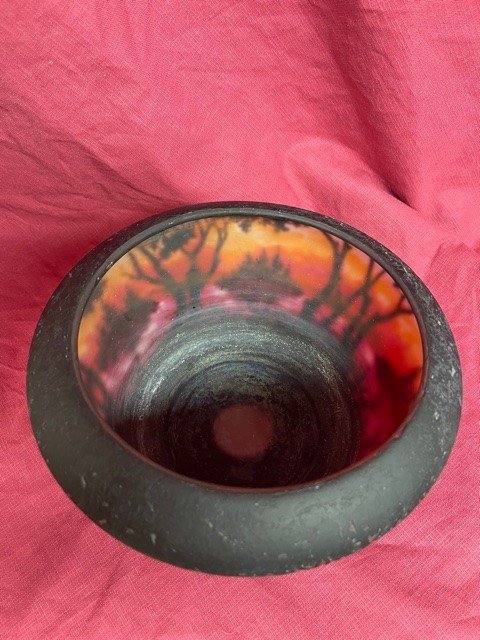 Important Art Nouveau Cup Daum Nancy Circa 1910 Lake Landscape-photo-2