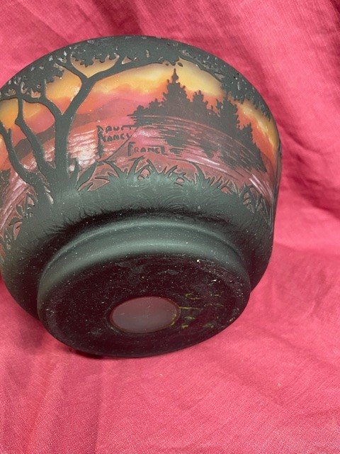 Important Art Nouveau Cup Daum Nancy Circa 1910 Lake Landscape-photo-3