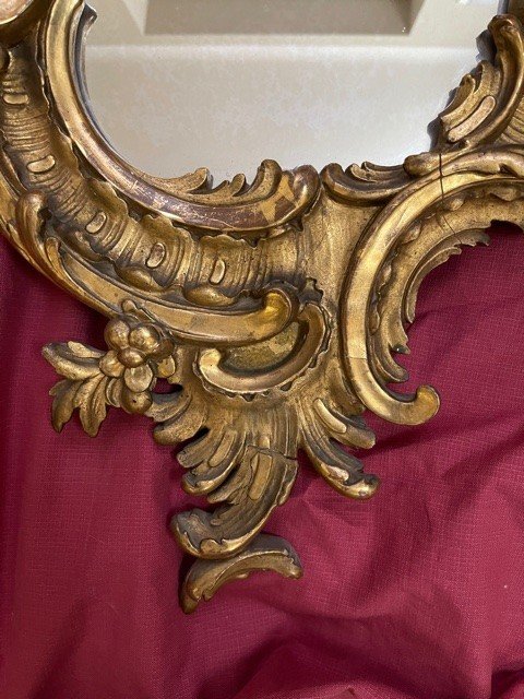 Miroir Bois Doré Rocaille Style Louis XV époque Napoléon III-photo-3