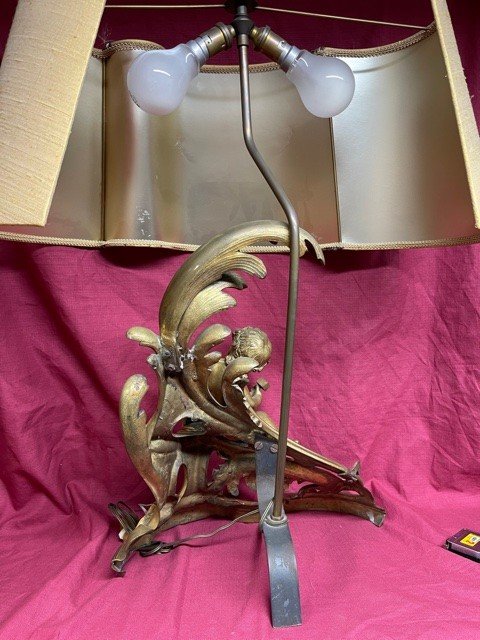 Large Chenet Lamp Louis XV Style Gilt Bronze XIX-photo-4