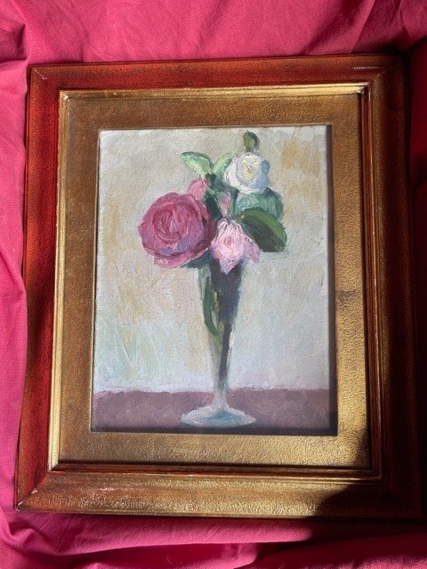 Oil On Canvas Painting Bouquet Of Flowers Galerie Salvetti Milano