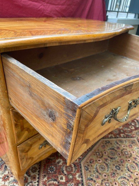Alsatian Curved Commode XVIII Eme Louis XV Marquetry-photo-4