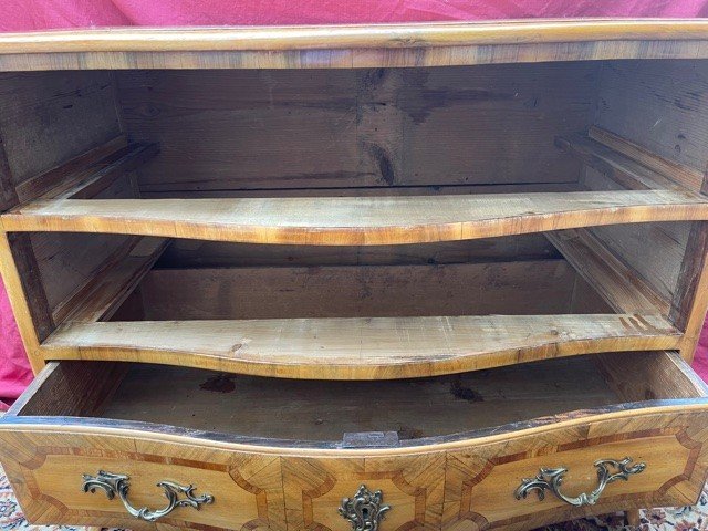 Alsatian Curved Commode XVIII Eme Louis XV Marquetry-photo-5