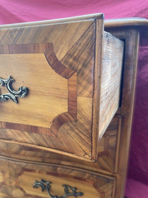 Alsatian Curved Commode XVIII Eme Louis XV Marquetry-photo-6
