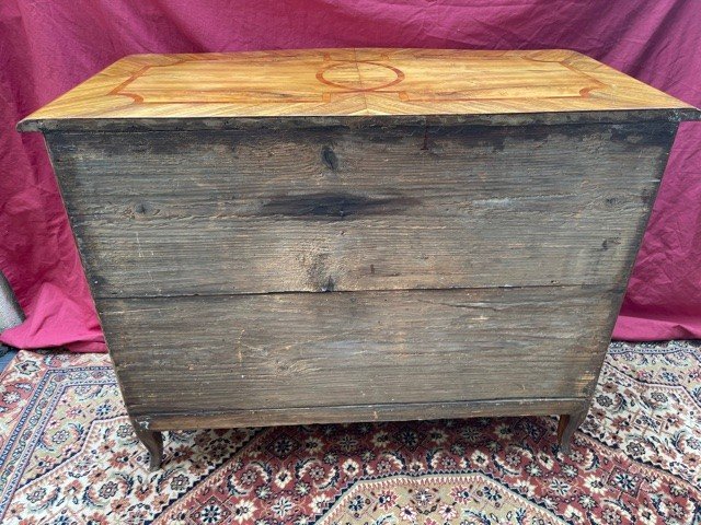 Alsatian Curved Commode XVIII Eme Louis XV Marquetry-photo-7
