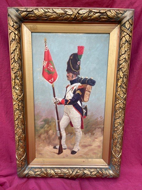 Large Grenadier Painting Of The Imperial Guard Of The Emperor Napoleon 1st