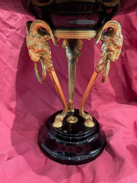 Napoleon III Crystal Gilt Bronze Cup Ram Head-photo-2
