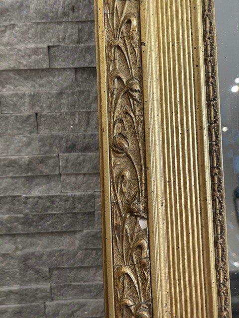 Miroir Cheminee Dore 1900 Decor Floral Art Nouveau 1900-photo-1