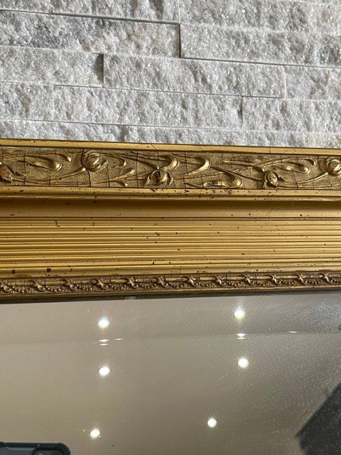 Miroir Cheminee Dore 1900 Decor Floral Art Nouveau 1900-photo-2