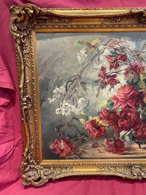 Grand Tableau Huile Sur Toile Nature Morte Mary Golay 1869-1944-photo-2