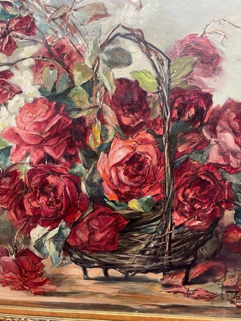 Grand Tableau Huile Sur Toile Nature Morte Mary Golay 1869-1944-photo-3