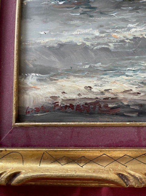 Marine Table XXth Oil On Canvas-photo-2