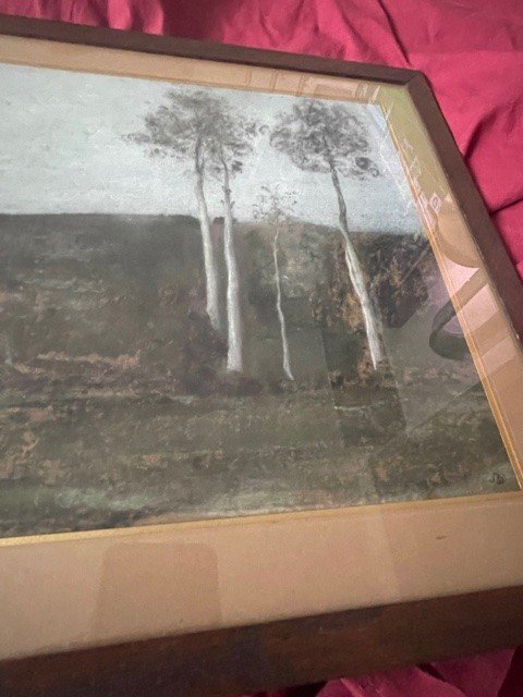 Simon Bussy 1870-1954 Pastel Painting Landscape With Birch Trees-photo-3