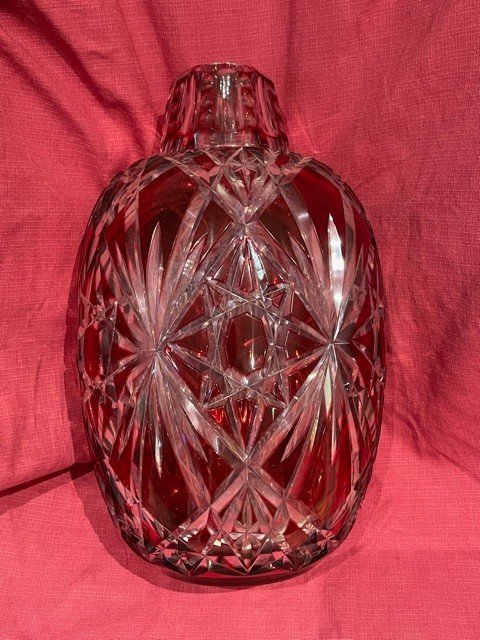 Red Crystal Overlay Vase