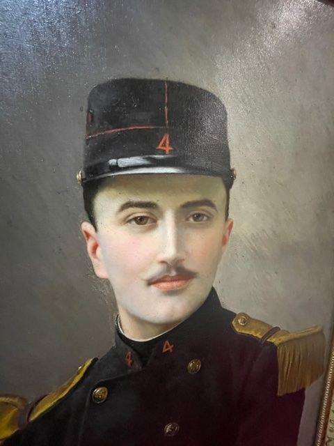 Adolphe Demange 1857-1928 Portrait Militaire Soldat d'Infanterie  Huile Sur Toile XIX ème -photo-2