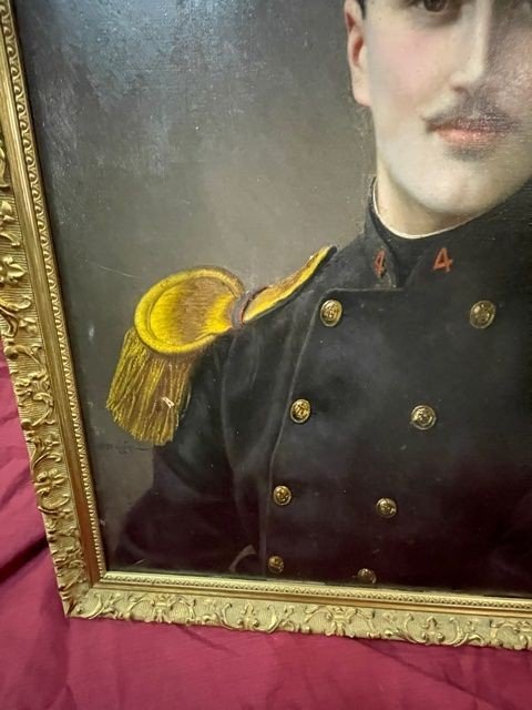 Adolphe Demange 1857-1928 Portrait Militaire Soldat d'Infanterie  Huile Sur Toile XIX ème -photo-4