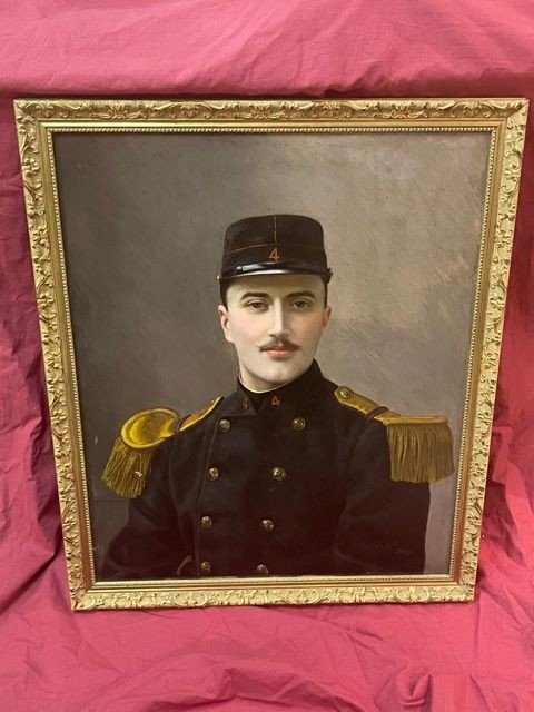 Adolphe Demange 1857-1928 Military Portrait Infantry Soldier Oil On Canvas XIX