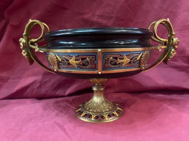 Bacchus Cup Enamel And Gilt Bronze Louis Constant Sevin (1821-1888) Ferdinand Barbedienne-photo-3