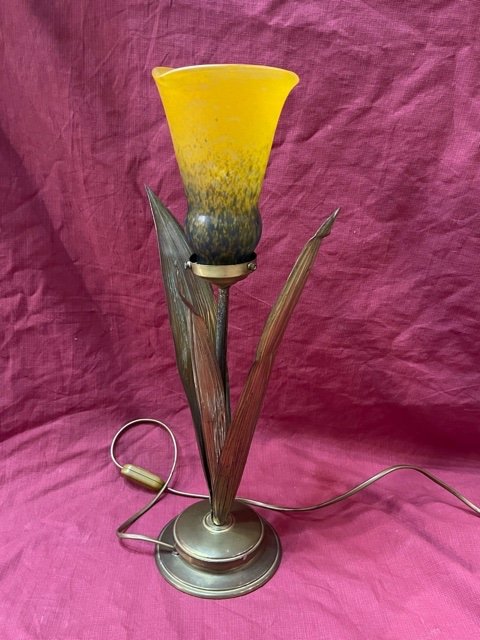 Lampe à Poser Pâte De Verre Style Art Nouveau 1900