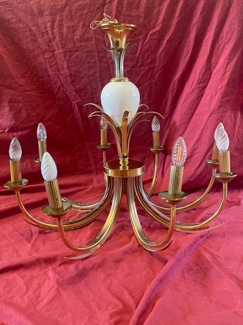 Chandelier Maison Charles Egg Model With 8 Lights Cira 1970