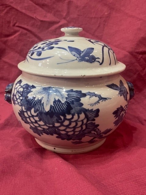 Soupiere Chine Blanc Bleu XIX ème